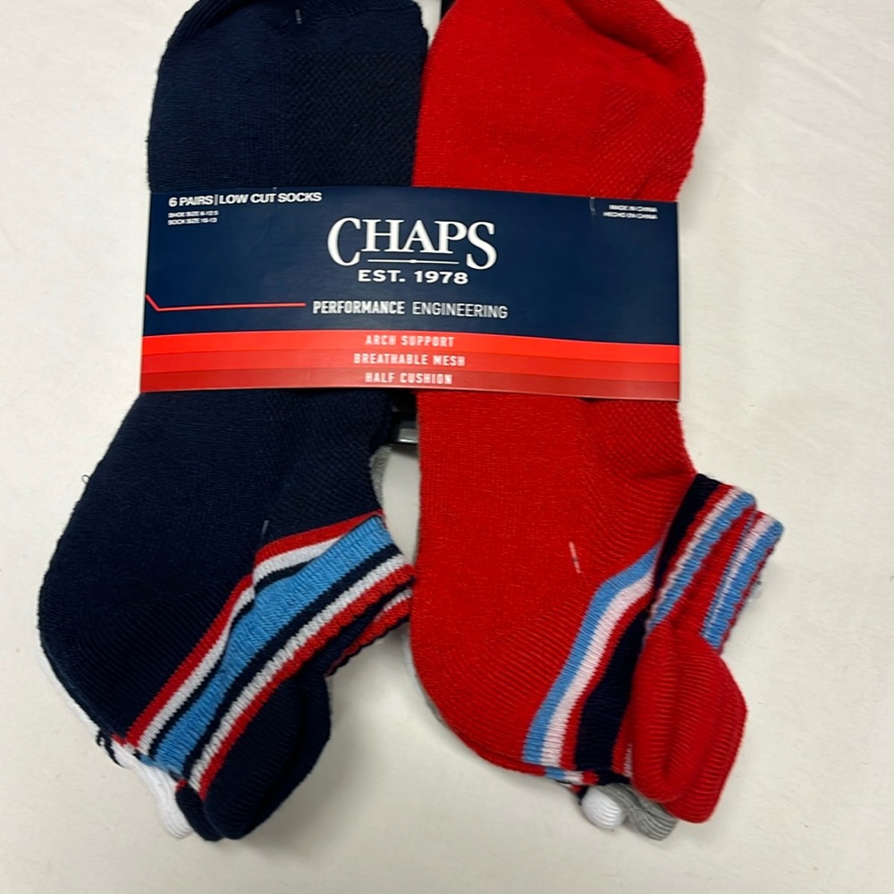 Chaps Sport Men's Camoflage Low Cut Socks 6-Pair Pack. Arch support. 80 recycled